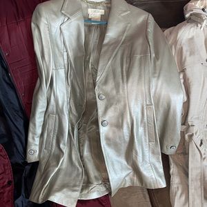 Esacada Silver leather pea coat